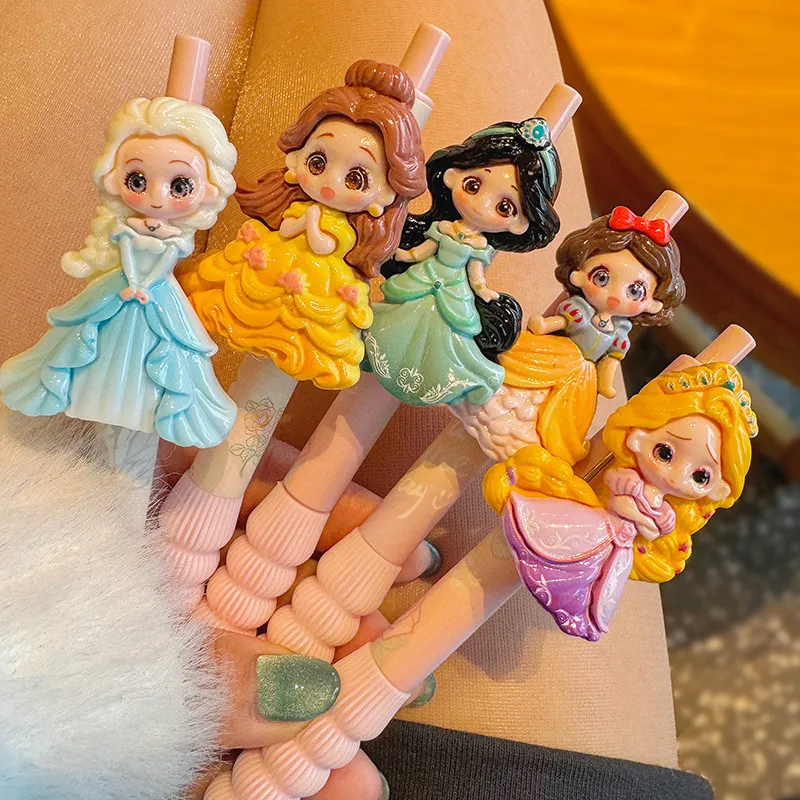 Princess Cute Retractable Gel Pen – High-End Kawaii Stationery for Girls, Aesthetic 0.5mm Black Ink Pens for Elementary Students, School Supplies & Gift